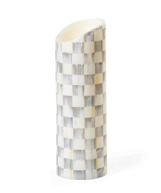 Sterling Check Flicker 9" Pillar Candle