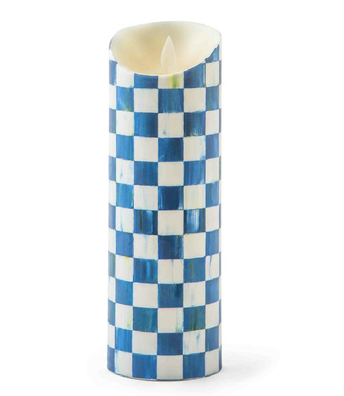 Royal Check Flicker 9&quot; Pillar Candle
