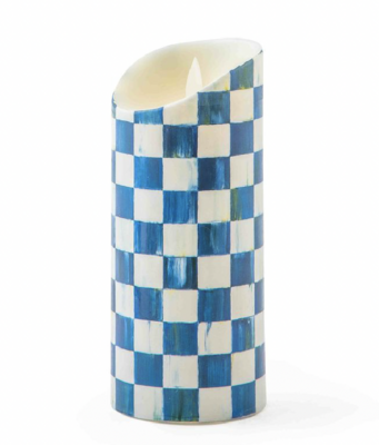 Royal Check Flicker 7&quot; Pillar Candle