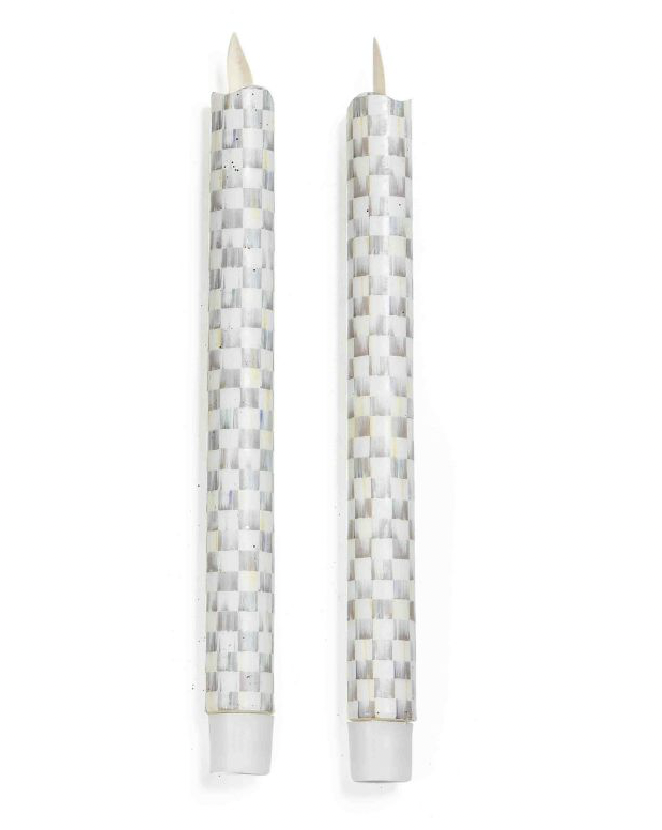 Sterling Check Flicker Dinner Candles - set of 2