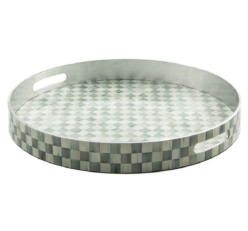 Sterling Check Lacquer Round Tray