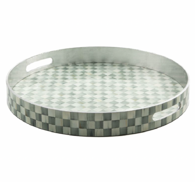 Sterling Check Lacquer Round Tray