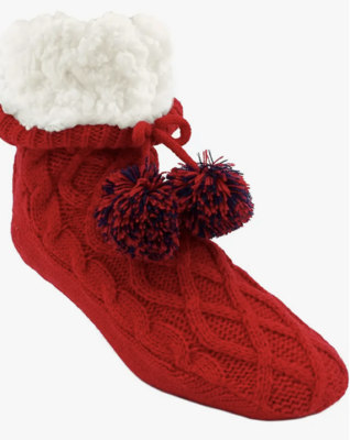 Pudus Cable Red Slipper Socks