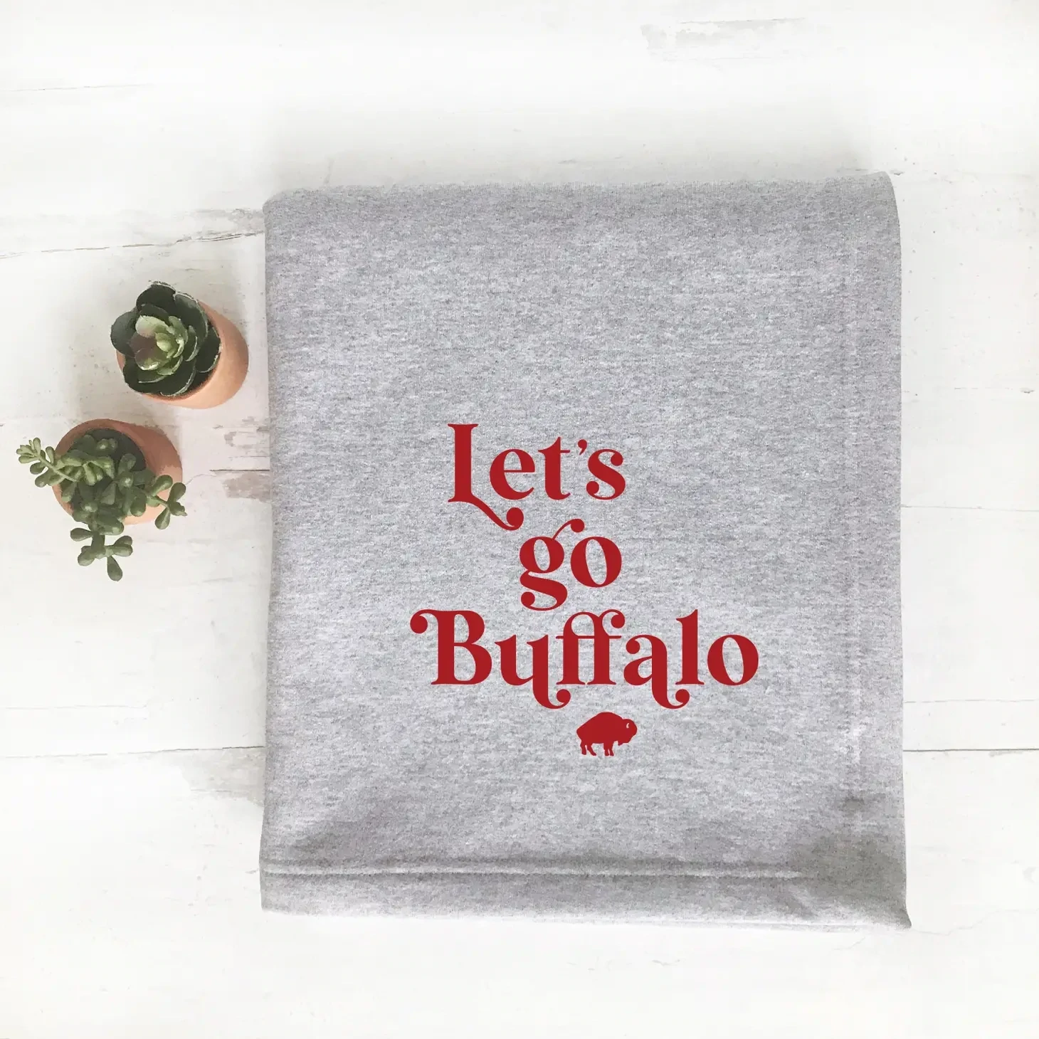 Let's Go Buffalo Throw Blanket- Grey