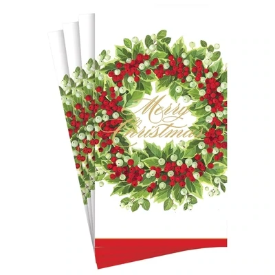 Holly & Berry Wreath Guest Towels