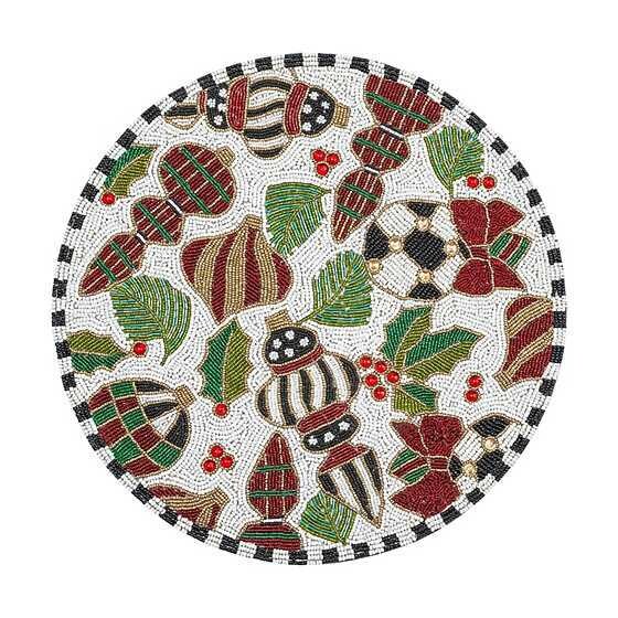 Deck the Halls Beaded Placemat - White