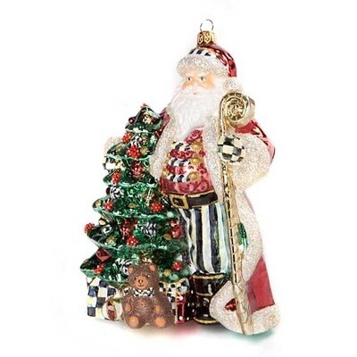 Glass Ornament - Christmas Magic Santa with Staff