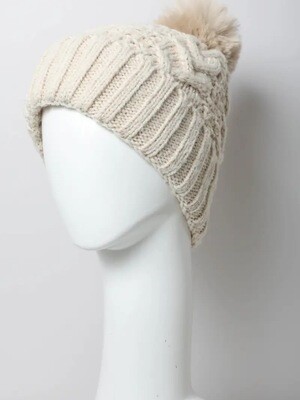 White Cable Knit Beanie