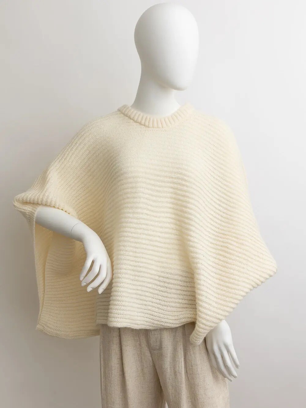 Ivory Knit Sleeve Poncho