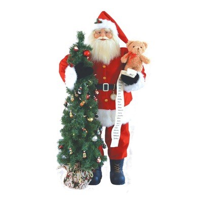 48" Santa w Teddy Bear & Tree