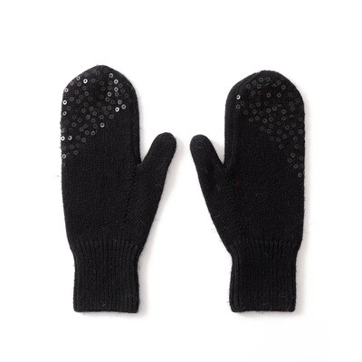 Black Wool Gloves w Sequins