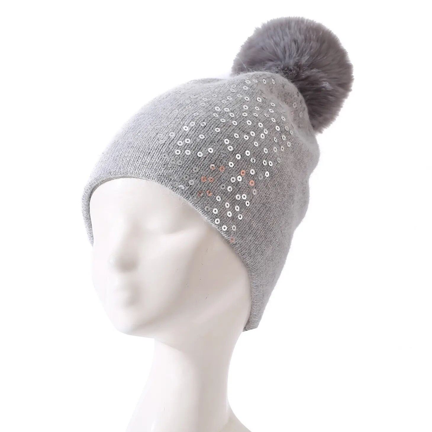 Silver Sequin Wool Hat