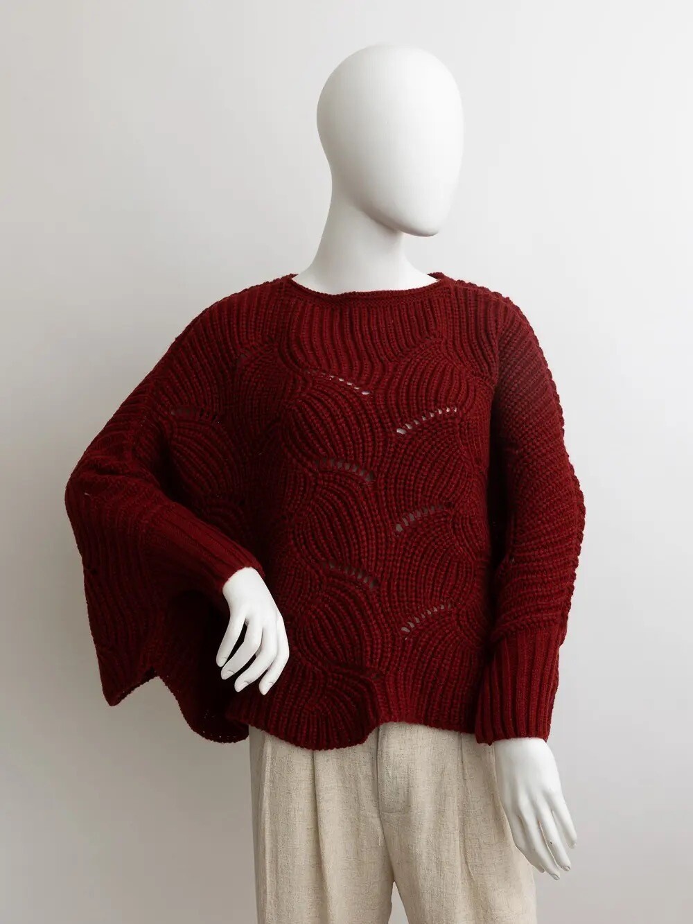 Burgundy Poncho w Sleeves