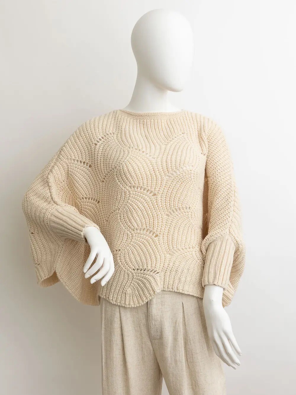 Ivory Poncho w Sleeves