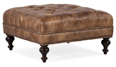 Tufted Square Ottoman - Leather