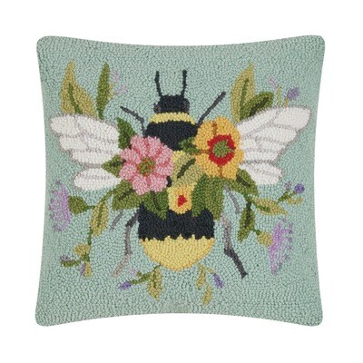 Floral Bee Over Flowers Hook Pillow