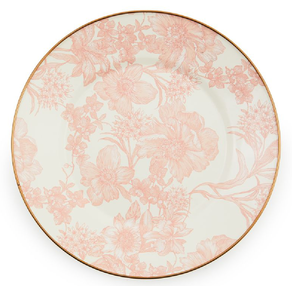 English Garden Enamel Dinner Plate - Rosy