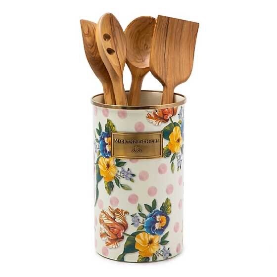 Wildflowers Enamel Utensil Holder Pink