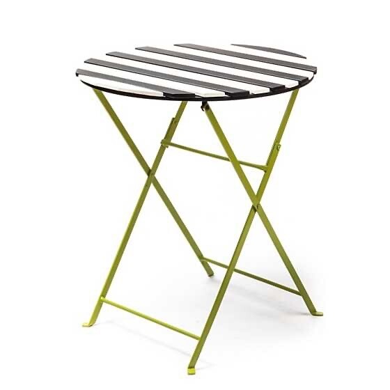 Outdoor Black &amp; White Metal Bistro Table