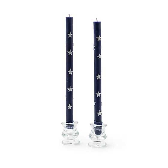 Star Dinner Candles - Navy &amp; Pearl - Set of 2