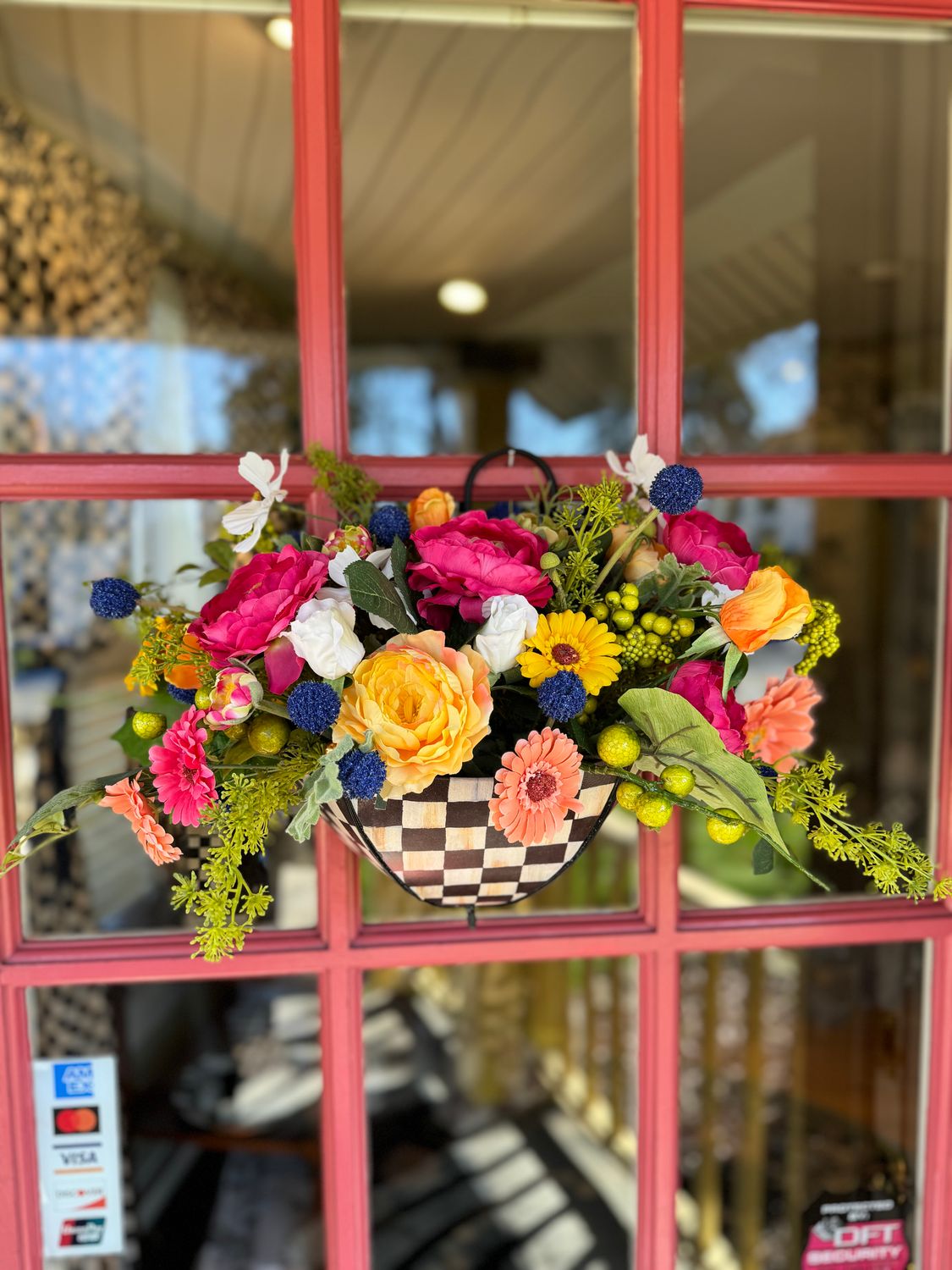 Courtly Check Umbrella Wall Planter with Custom Florals