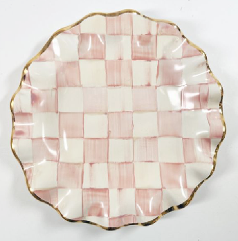 Rosy Check Ceramic Fluted Dessert Plate