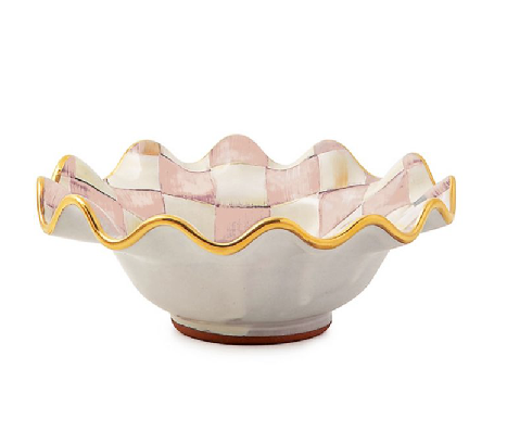 Rosy Check Ceramic Fluted Breakfast Bowl