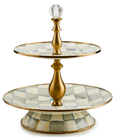 Sterling Check Two Tier Sweet Stand
