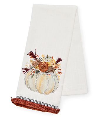 Autumn Frost Pumpkin Applique Dish Towel