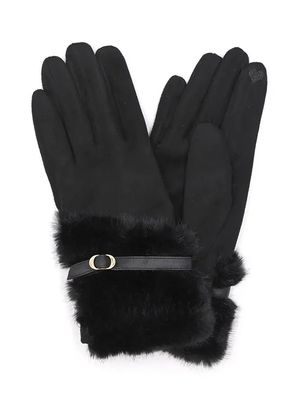 Black Faux Fur Cuff Gloves