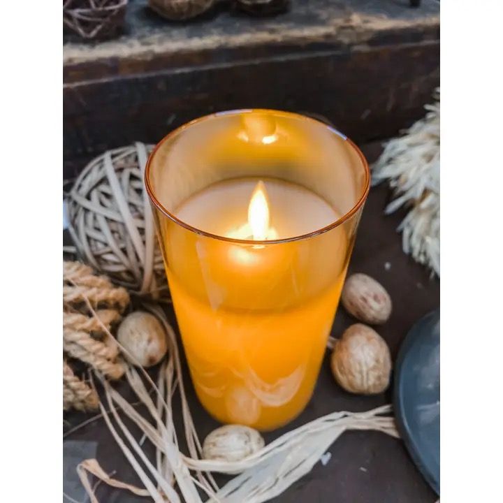 Amber Moving Flame Candle 3x4&quot;