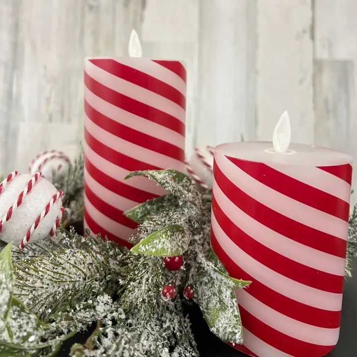 Candy Cane Moving Flame Candle 3x6&quot;