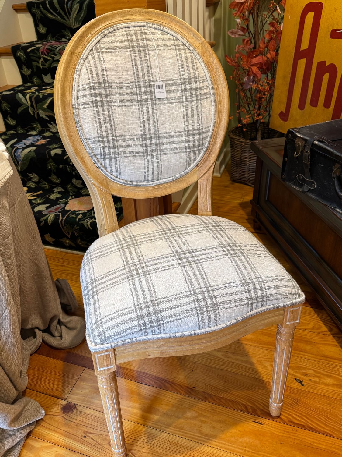 Side Chair w/ Windowpane Fabric