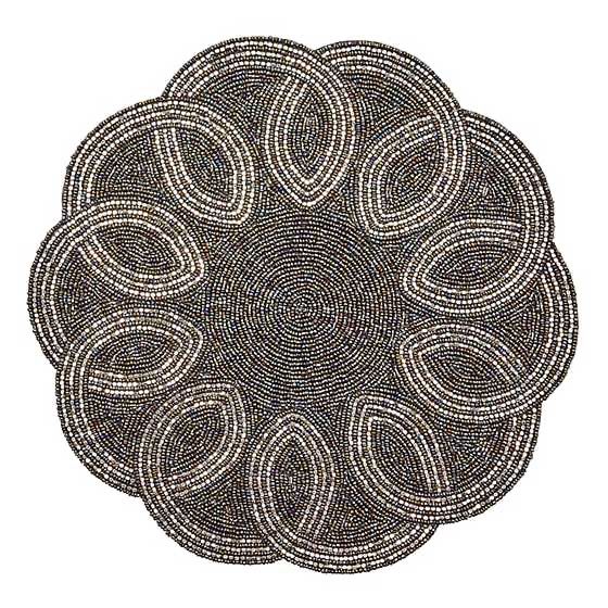 Scalloped Black &amp; Silver Beaded Placemat