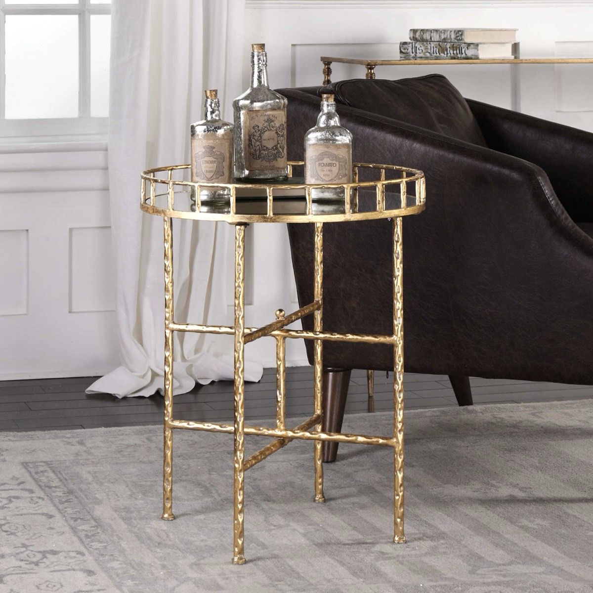 Gold Accent Table w mirror top