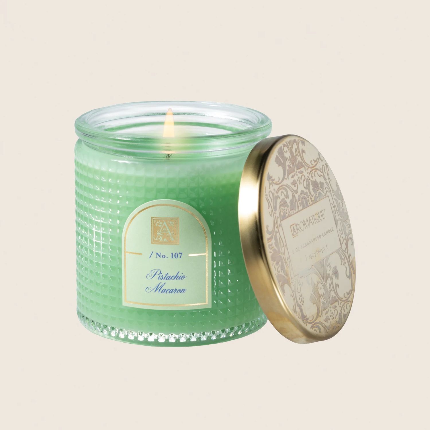 Pistachio Macaron 6oz. Glass Candle w Metal Lid