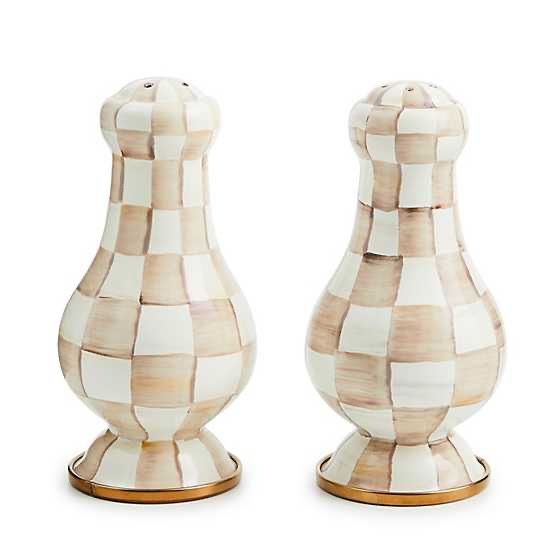 Mocha Check Large Salt &amp; Pepper Shakers
