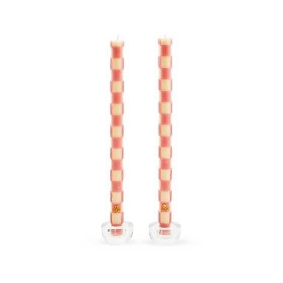 Check Pink Dinner Candles Set of 2