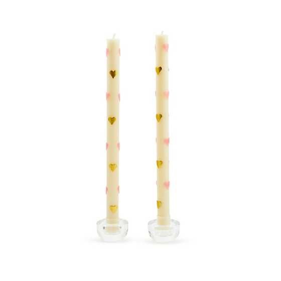 Pink Hearts Dinner Candles Set of 2