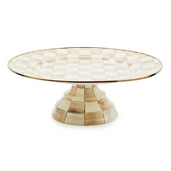 Mocha Check Small Pedestal Platter