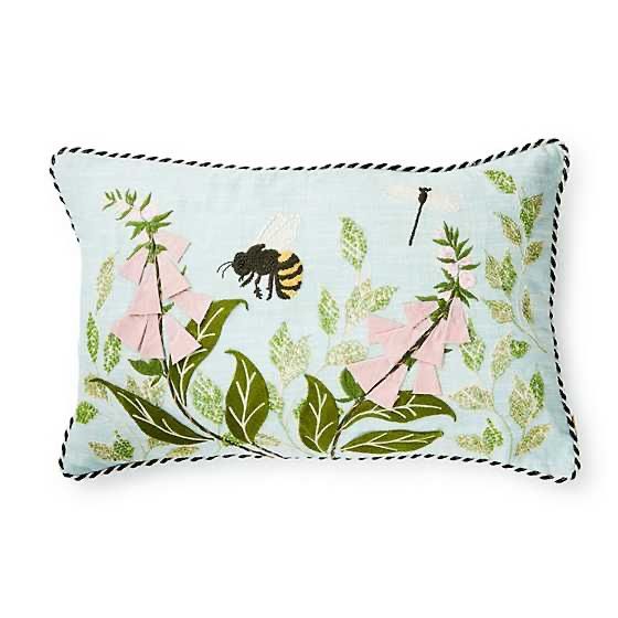 Floral &amp; Bee Lumbar Throw Pillow