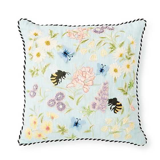 Floral &amp; Bee Throw Pillow