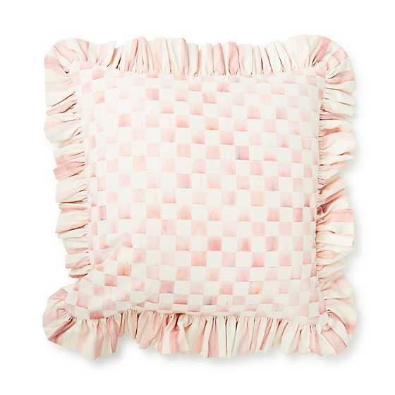 Rosy Check Ruffle Throw Pillow