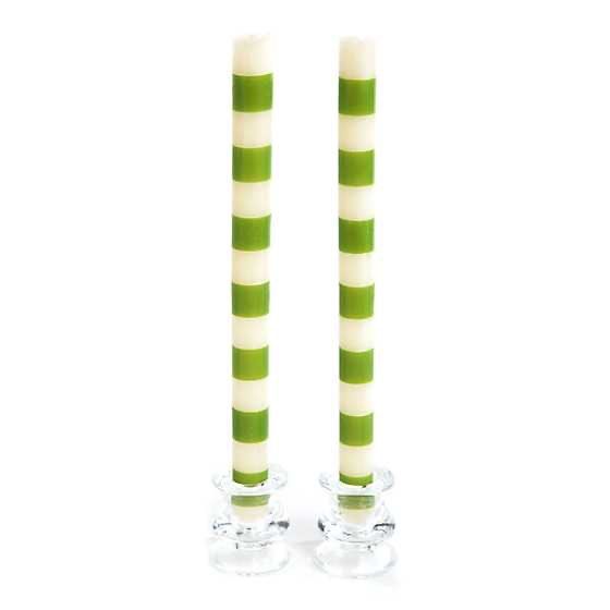 Bands Green Dinner Candles Set of 2