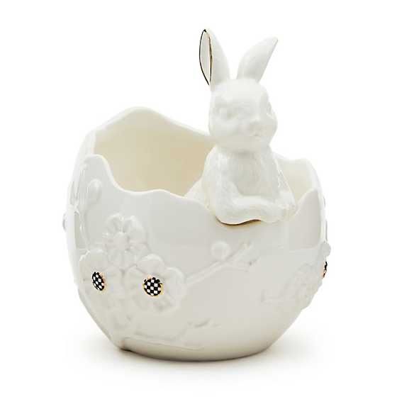 White Rabbit Ceramic Cracked Egg Bunny