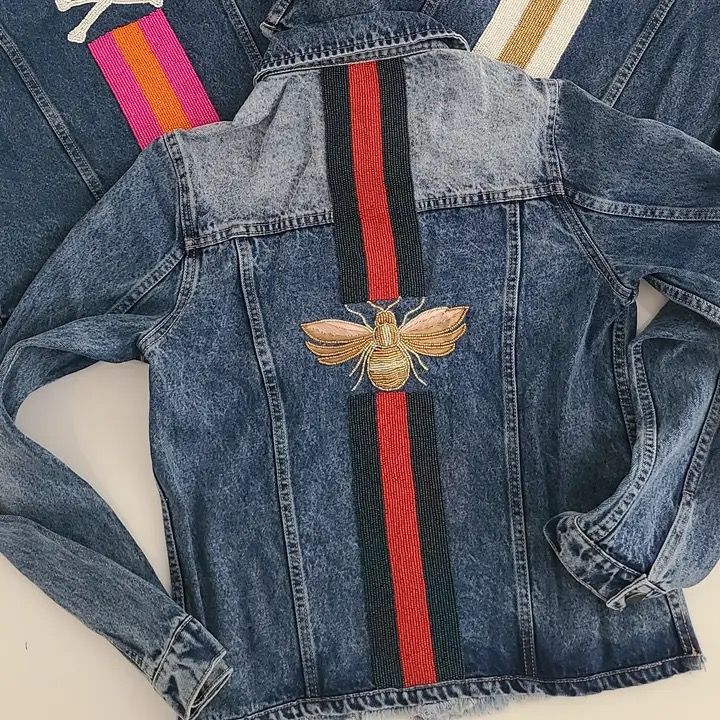 Cropped Denim Bee Jacket- Size M