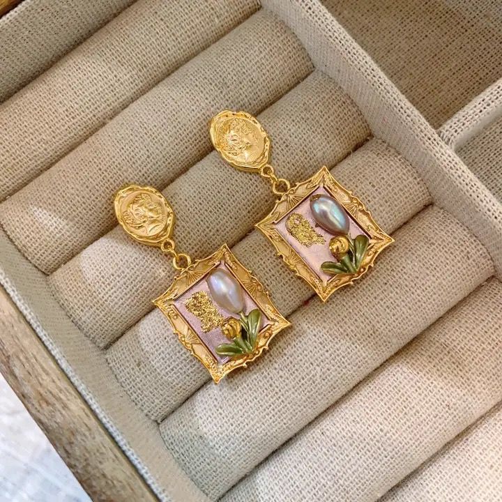 Pink Baroque Pearl Earrings