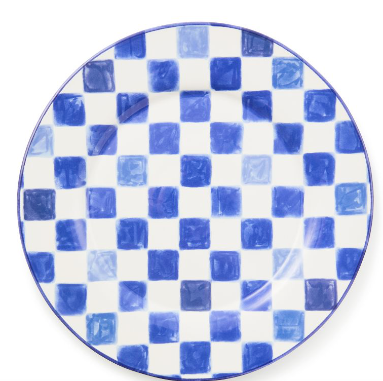 Indigo Check Round Platter