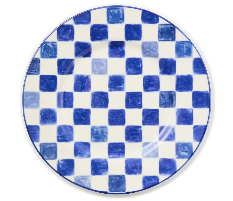 Indigo Check Dinner Plate