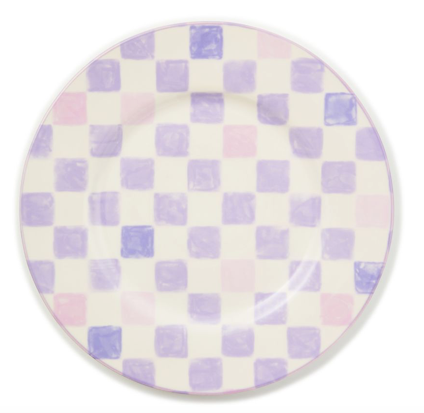 Lilac Check Dinner Plate